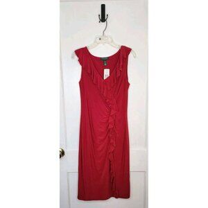 NWT Size 8 Lauren Ralph Lauren House Red Ruffle Evening Dress